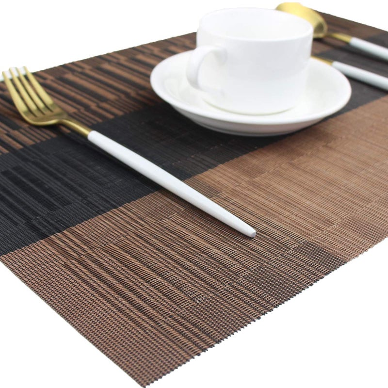 PIGCHCY Elegant Placemats with Matching Table Runner,Washable Durable Plastic Placemats for Dining Table Sets(6pcs Placemats+1pcs Table Runner, Brown) - Image 4